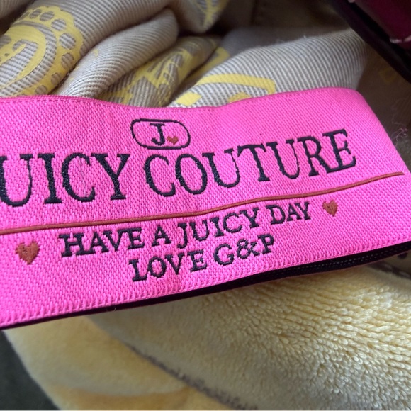 Y2K Juicy Couture Yellow Velour Strawberry Fields Gigi hobo - Picture 5 of 10